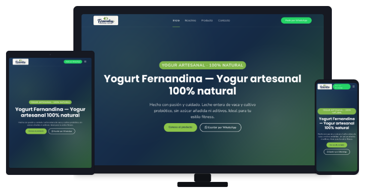 Sitio web Yogurt Fernandina — yogur artesanal natural